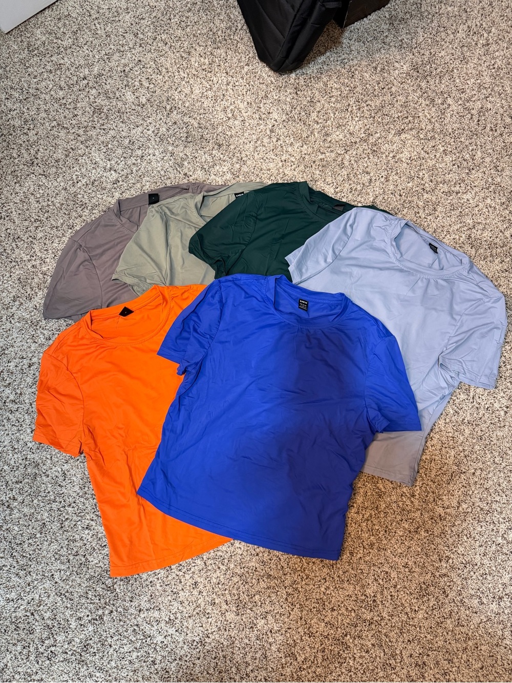 6 Crew Neck Crop Top T-Shirt - Blue, Orange, Green & Neutrals